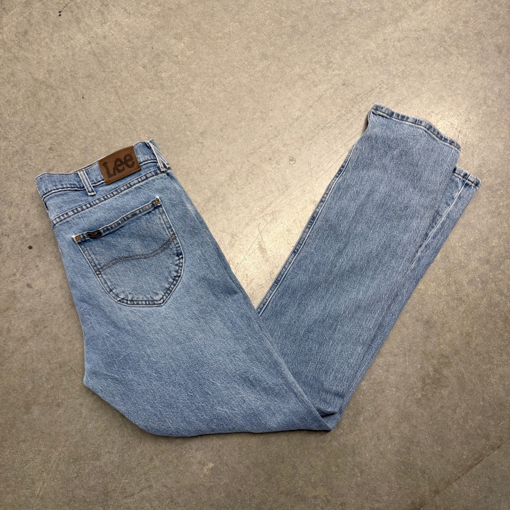 Lee Slim Fit Light Wash Denim Jeans Mens Straight Leg Blue 34x32‎